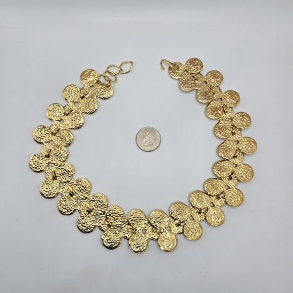 Goldtone Statement Necklace Choker Spiral Mogul Mobwife Modernist Etruscan Vtg - Picture 4 of 5